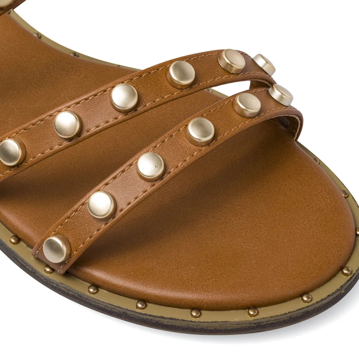 Sandali Flat Marroni da Donna con borchie dorate Lora Ferres
