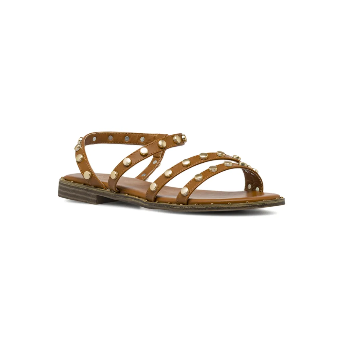 Sandali Flat Marroni da Donna con borchie dorate Lora Ferres