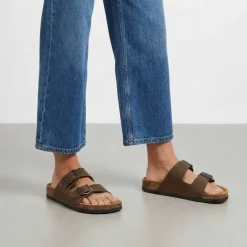 Sandali flat Marroni Donna con doppie fibbie Americanino