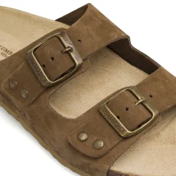 Sandali flat Marroni Donna effetto scamosciato con fibbie Lumberjack