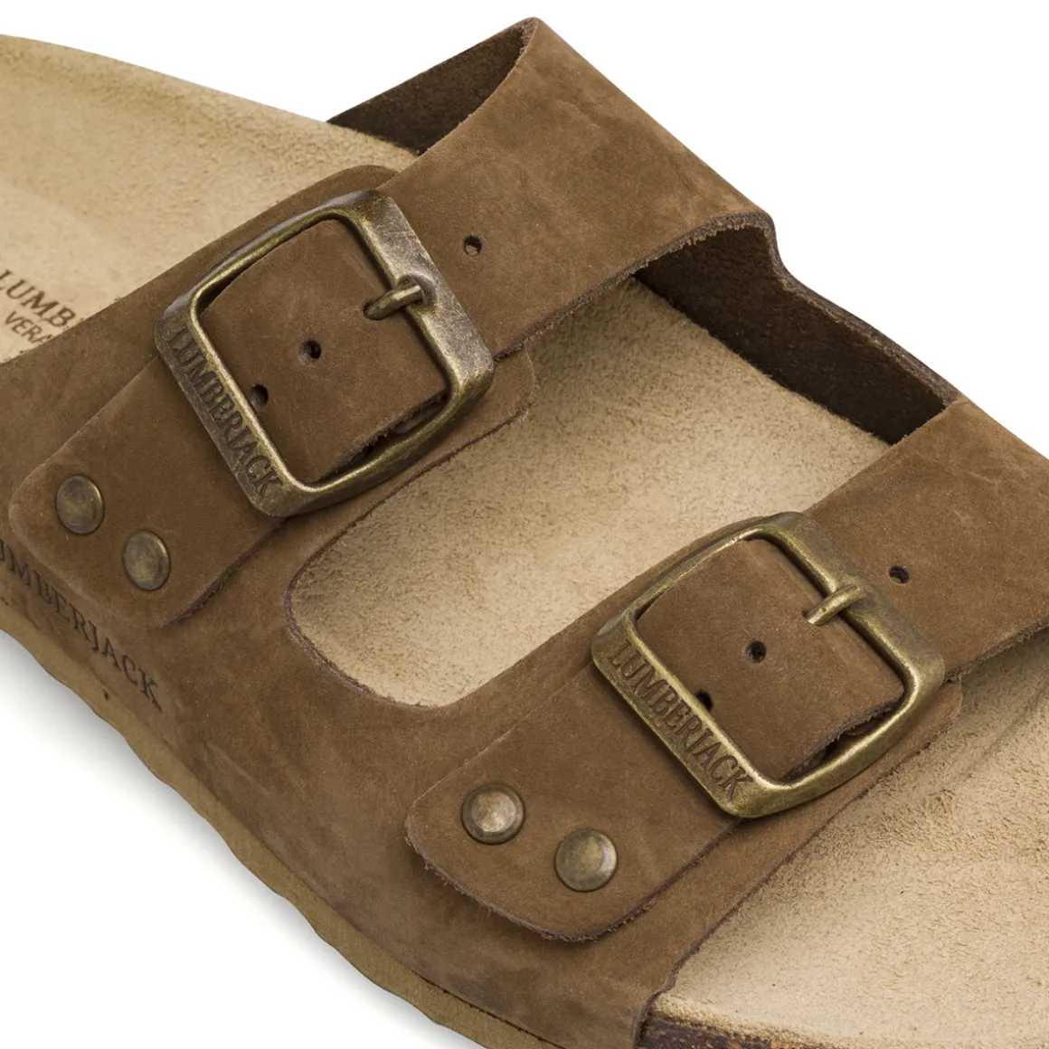 Sandali flat Marroni Donna effetto scamosciato con fibbie Lumberjack