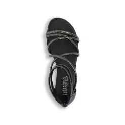 Sandali Flat Neri da Donna con dettaglio gioiello Strass Lora Ferres