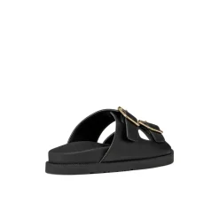 Sandali flat Neri da Donna con borchie e fibbie dorate Geox