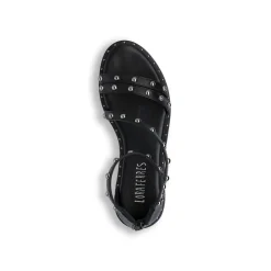 Sandali flat neri da Donna con borchie e chiusura con zip sul retro Lora Ferres