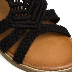 Sandali flat neri da Donna effetto crochet Lora Ferres