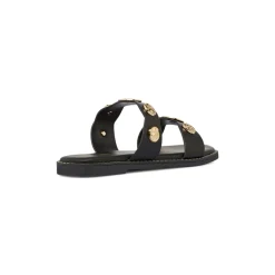 Sandali flat Neri Donna con dettagli medaglioni dorati Lora Ferres