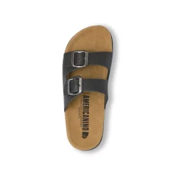 Sandali Flat Neri Donna con doppie fasce Americanino