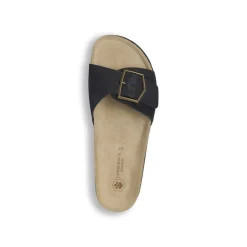 Sandali flat Neri Donna con maxi fibbia effetto scamosciato Lumberjack