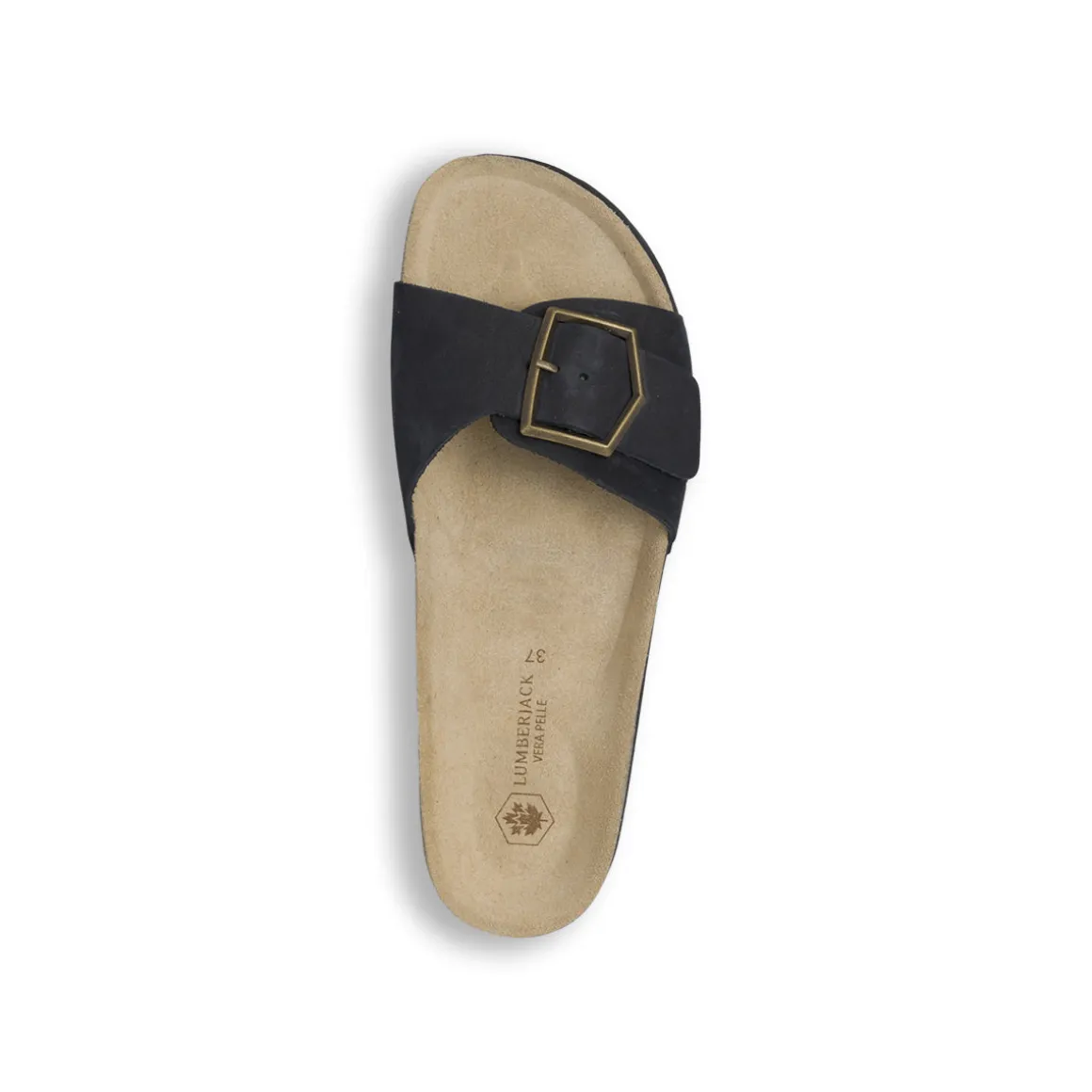 Sandali flat Neri Donna con maxi fibbia effetto scamosciato Lumberjack