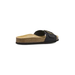 Sandali flat Neri Donna con maxi fibbia effetto scamosciato Lumberjack