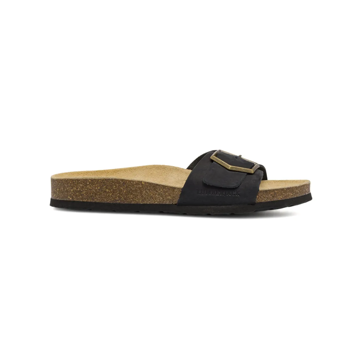 Sandali flat Neri Donna con maxi fibbia effetto scamosciato Lumberjack