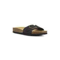Sandali flat Neri Donna con maxi fibbia effetto scamosciato Lumberjack