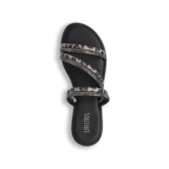 Sandali Flat Neri Donna con strass e listini animalier Lora Ferres
