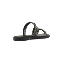 Sandali Flat Neri Donna con strass e listini animalier Lora Ferres