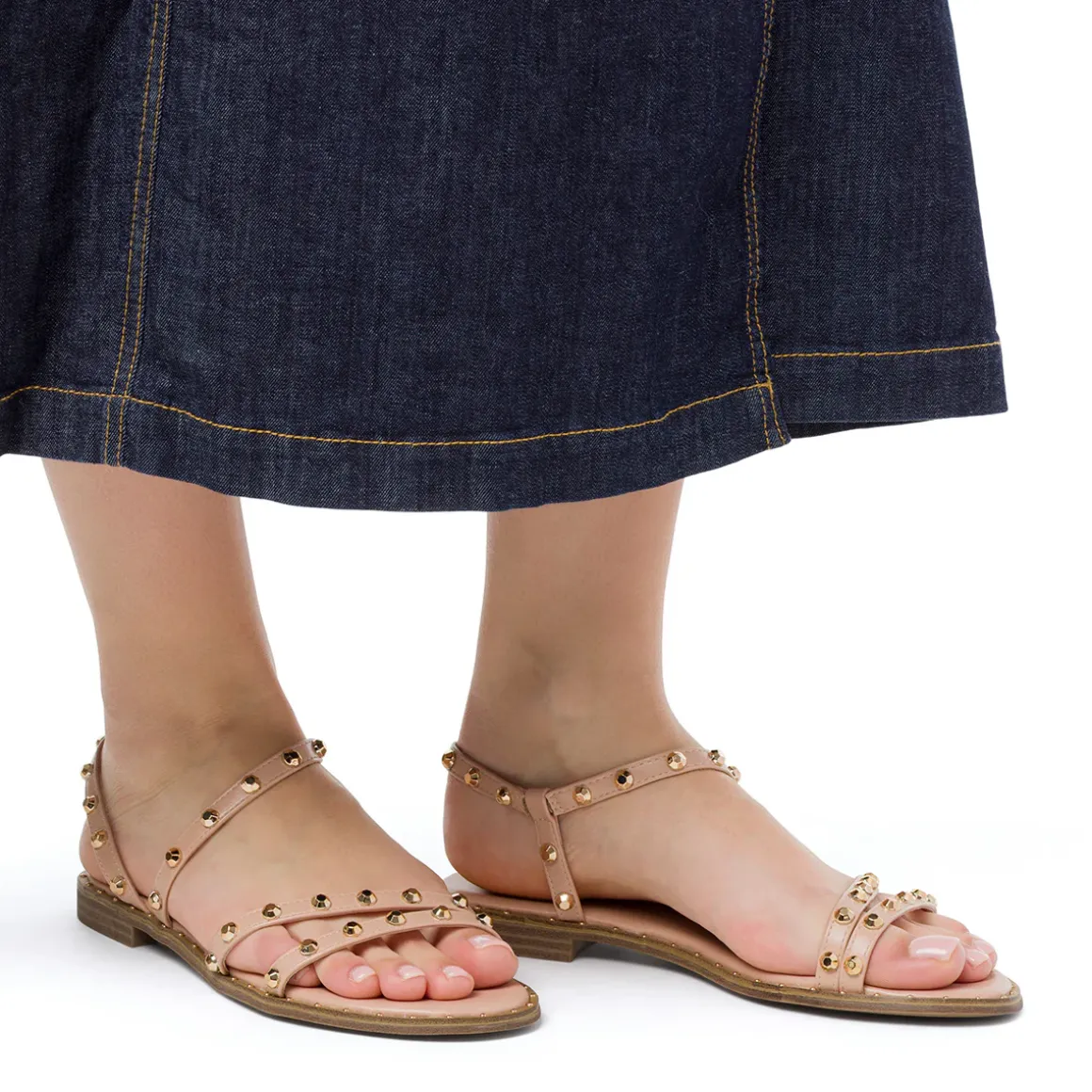 Sandali flat nude da Donna con dettaglio borchie Lora Ferres