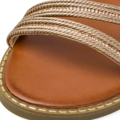Sandali flat oro da Donna con dettaglio gioiello strass Lora Ferres