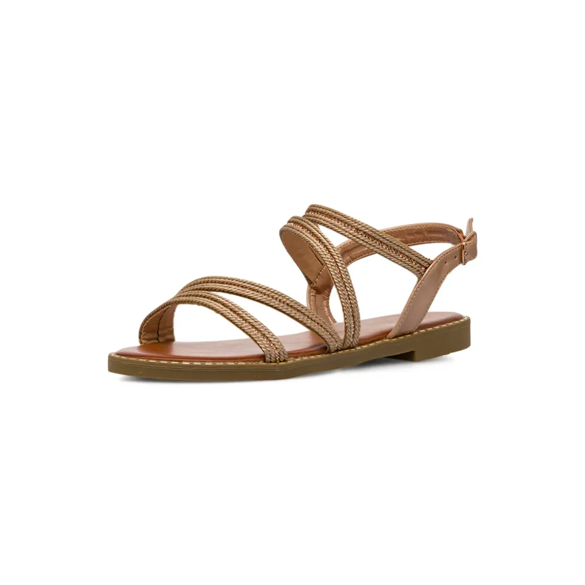 Sandali flat oro da Donna con dettaglio gioiello strass Lora Ferres