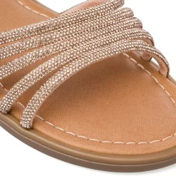 Sandali flat oro da Donna con dettaglio gioiello strass Lora Ferres