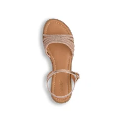 Sandali flat oro da Donna con dettaglio gioiello strass Lora Ferres