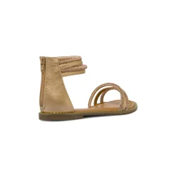 Sandali flat oro da Donna con zip e dettaglio strass Lora Ferres