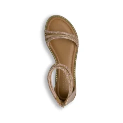Sandali flat oro da Donna con zip e dettaglio strass Lora Ferres