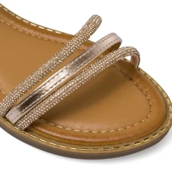 Sandali flat oro da Donna con zip e dettaglio strass Lora Ferres