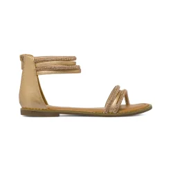 Sandali flat oro da Donna con zip e dettaglio strass Lora Ferres