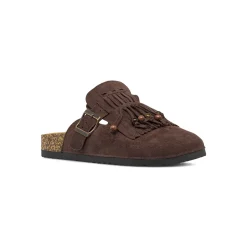 Sandali Flat Sabot Donna marroni effetto scamosciato Lora Ferres