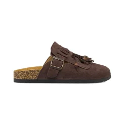 Sandali Flat Sabot Donna marroni effetto scamosciato Lora Ferres
