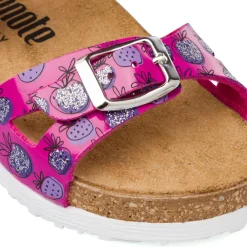 Sandali fucsia da Bambina con stampa fragole e doppia fibbia Settenote