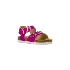 Sandali fucsia da Bambina effetto vernice con doppie fibbie Dieci Baci