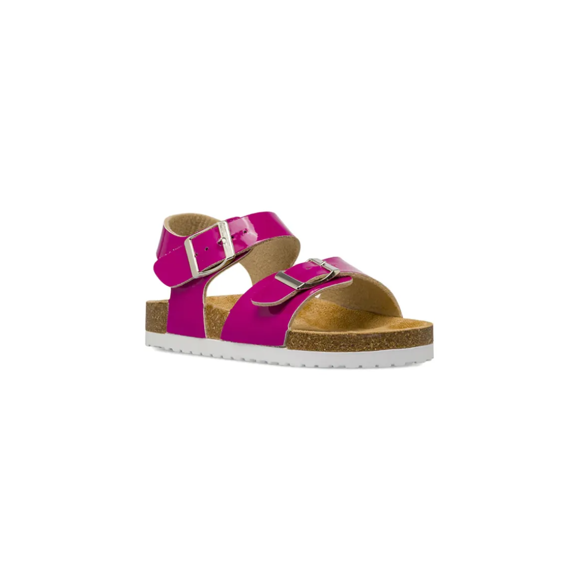Sandali fucsia da Bambina effetto vernice con doppie fibbie Dieci Baci