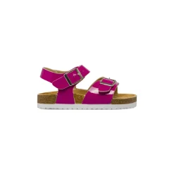 Sandali fucsia da Bambina effetto vernice con doppie fibbie Dieci Baci
