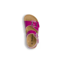 Sandali fucsia da Bambina effetto vernice con doppie fibbie Dieci Baci