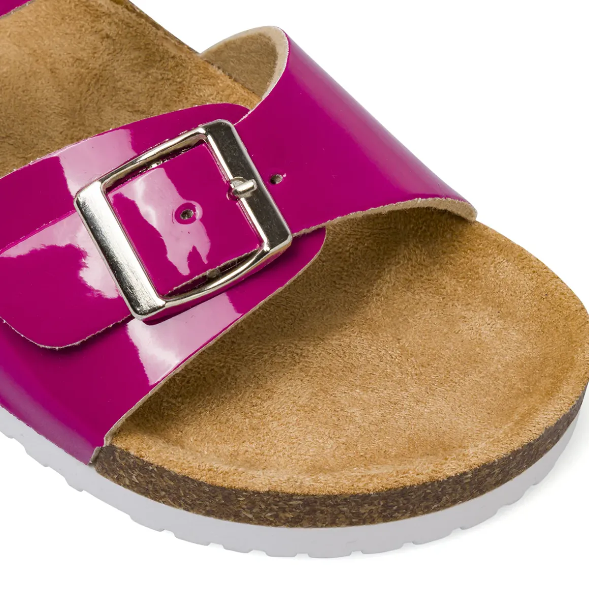 Sandali fucsia da Ragazza effetto vernice con doppie fibbie Dieci Baci