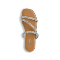 Sandali gioiello bassi da Donna argento con strass Lora Ferres