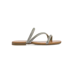 Sandali gioiello bassi da Donna argento con strass Lora Ferres