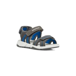 Sandali grigi da Bambino con inserti blu e doppio strappo Superga