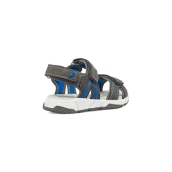 Sandali grigi da Bambino con inserti blu e doppio strappo Superga