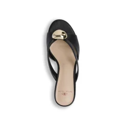 Sandali infradito con tacco neri da Donna e dettaglio oro Swish Jeans