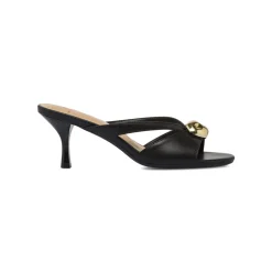 Sandali infradito con tacco neri da Donna e dettaglio oro Swish Jeans