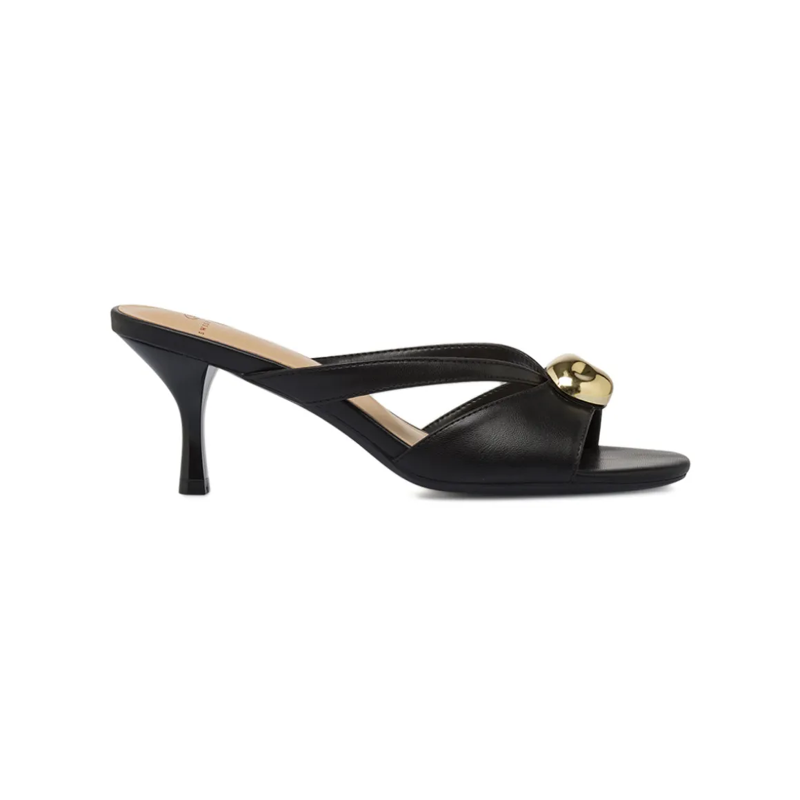 Sandali infradito con tacco neri da Donna e dettaglio oro Swish Jeans