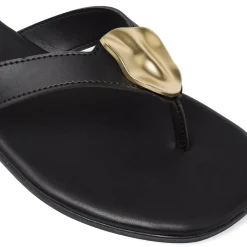 Sandali Infradito Neri da Donna con inserto metallico oro Lora Ferres