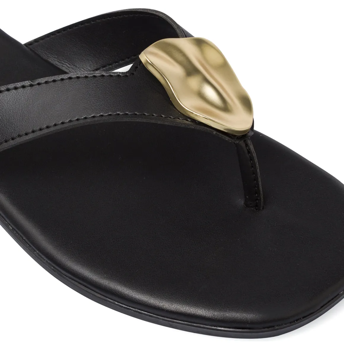Sandali Infradito Neri da Donna con inserto metallico oro Lora Ferres