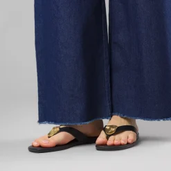 Sandali Infradito Neri da Donna con inserto metallico oro Lora Ferres