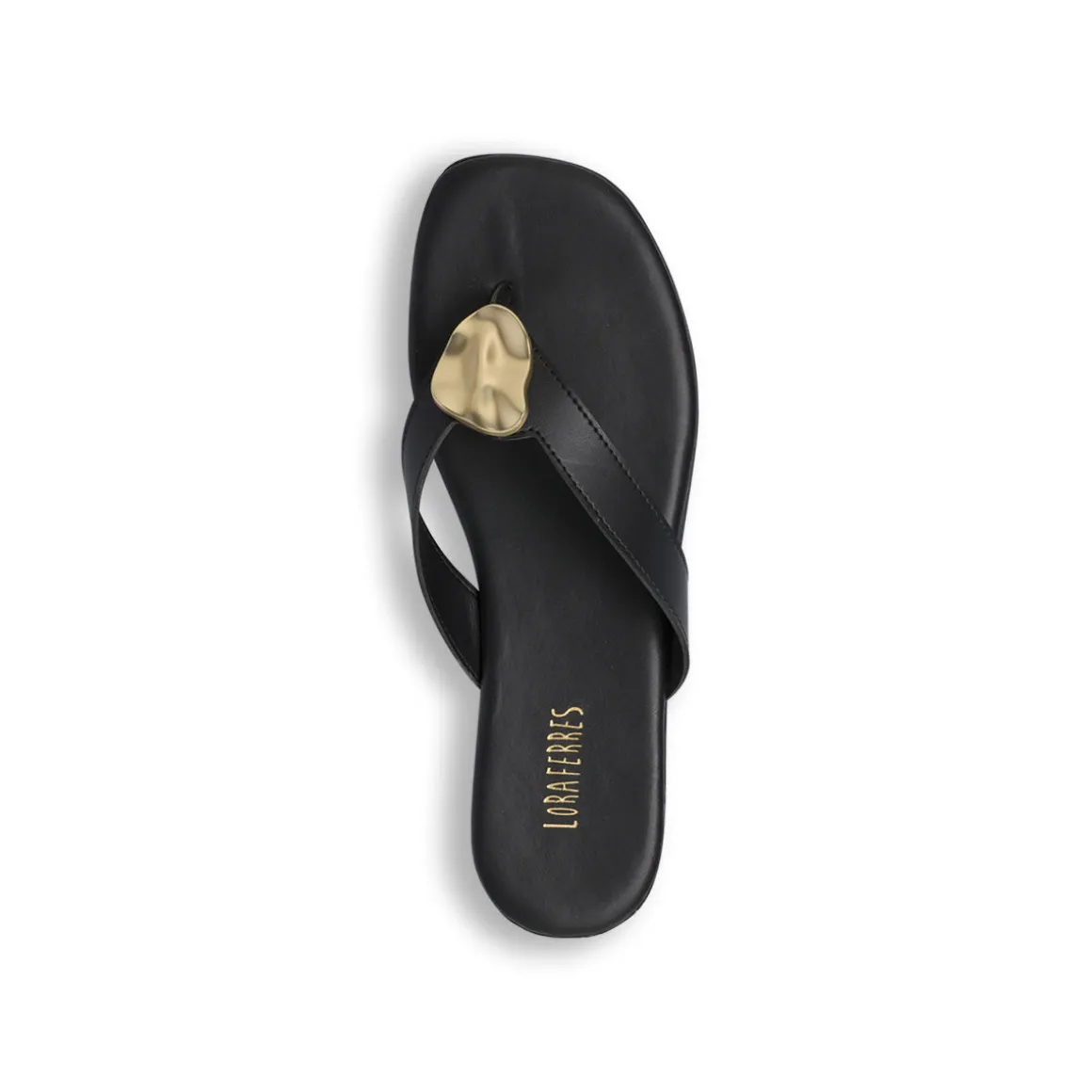 Sandali Infradito Neri da Donna con inserto metallico oro Lora Ferres