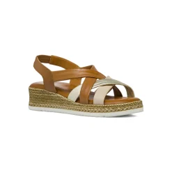 Sandali in pelle marrone da Donna con zeppa effetto corda Formawell