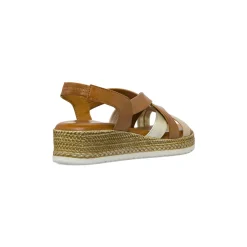 Sandali in pelle marrone da Donna con zeppa effetto corda Formawell