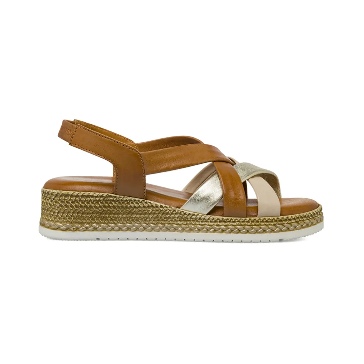 Sandali in pelle marrone da Donna con zeppa effetto corda Formawell