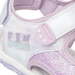 Sandali Lilla con Glitter e Chiusura con strappi da Bambina e Ragazza Dieci Baci